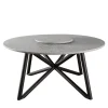 Hermu 150 Round Gray Peperino Stone and Brown Steel outdoor Dining Table