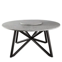 Hermu 150 Round Gray Peperino Stone and Brown Steel outdoor Dining Table