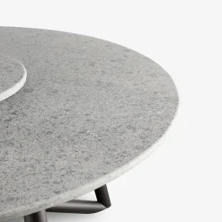 Hermu 150 Round Gray Peperino Stone and Brown Steel outdoor Dining Table