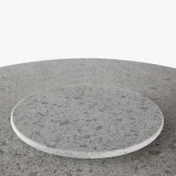 Hermu 150 Round Gray Peperino Stone and Brown Steel outdoor Dining Table