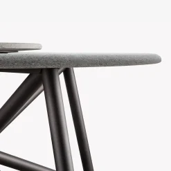 Hermu 150 Round Gray Peperino Stone and Brown Steel outdoor Dining Table