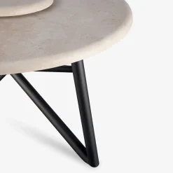 Hermu 150 Travertino Stone and Brown Steel Outdoor Dining Table