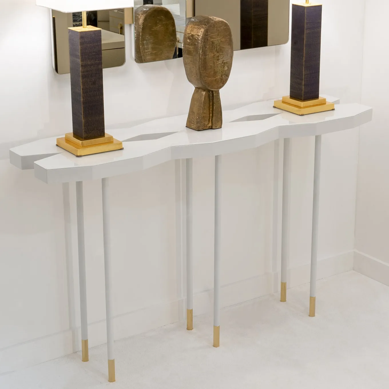 Hexagonal Matte White Console