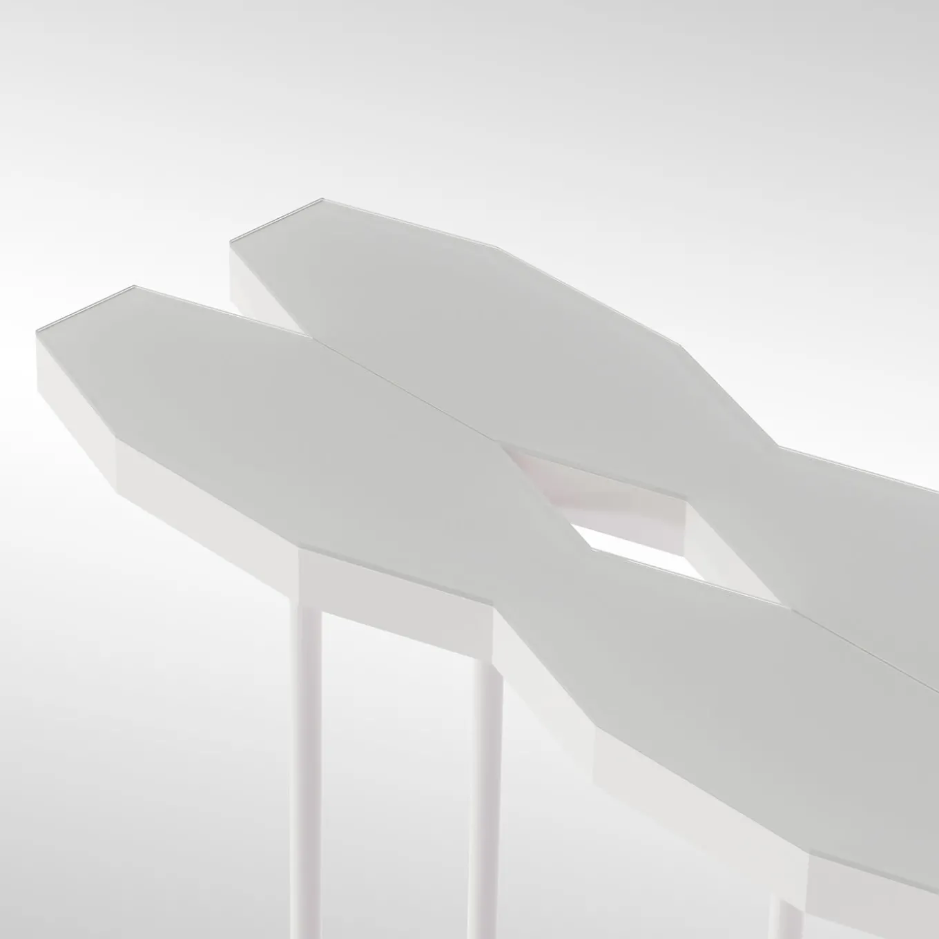 Hexagonal Matte White Console