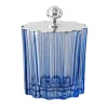 High Blue Vanity Jar with Silverplated Art Deco Lid