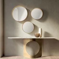 Hole Marbled Stoneware & Bronzed Metal Console