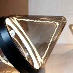 Hollow Smoky Brown Floor Lamp with Black Ring by Dan Yeffet