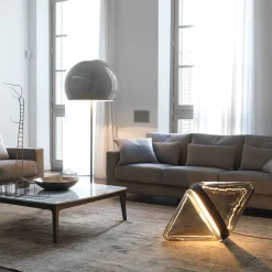 Hollow Smoky Brown Floor Lamp with Black Ring by Dan Yeffet