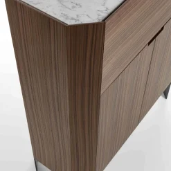 Honey 3-Door Canaletto & Carrara Bar Cabinet