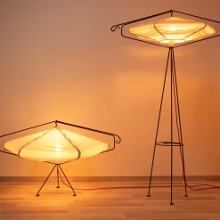 Honeycomb Floor Lamp with Wool Lampshade