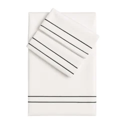 Horizon White Bed Sheet Set in Cotton Sateen