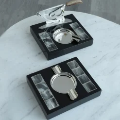 Horn Handle Cigar Cutter and Ashtray