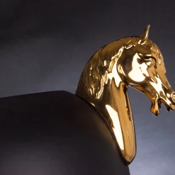 Horse Large Black & Glossy Gold Vase