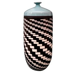 Hurricane Optical Black/White/Turquoise Vase