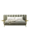 Ibisco Channeled Sage-Green Fabric Double Bed