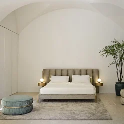 Ibisco Channeled Sage-Green Fabric Double Bed