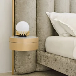 Ibisco Channeled Sage-Green Fabric Double Bed