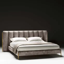 Ibisco One Channeled Gray-Fabric Double Bed