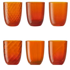 Idra Orange Set of 6 Assorted Water Glasses