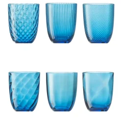 Idra Set of 6 Turquoise Assorted Glasses