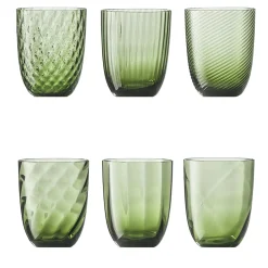 Idra Soraya Set of 6 Green Assorted Glasses