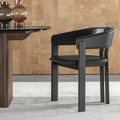 Igea Arm Black Leather Chair