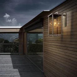 Ikon Brass and Teak Wall Lamp