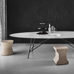 Ikona Stool in Giallo Egiziano Marble by Elisa Ossino