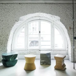 Ikona Stool in Giallo Egiziano Marble by Elisa Ossino