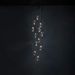 Il Pezzo 12 Cluster 9-pendants Black-Gold Chandelier