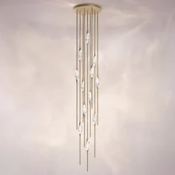 Il Pezzo 12 Cluster 9-pendants Satin Brass Chandelier