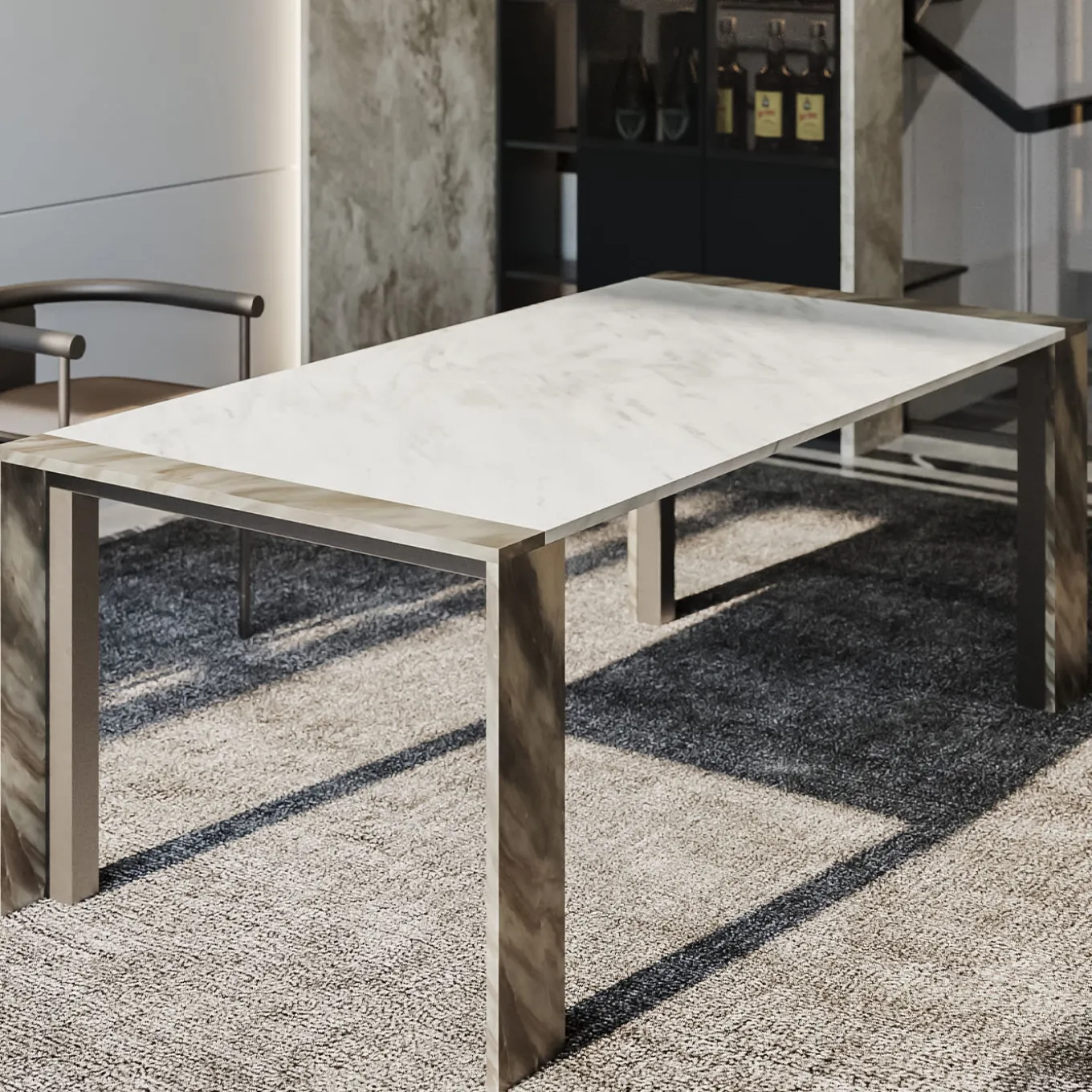 Ilan Multicolor Marbles With Metal Structure Dining Table