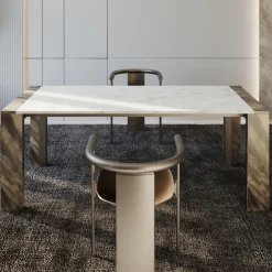 Ilan Multicolor Marbles With Metal Structure Dining Table