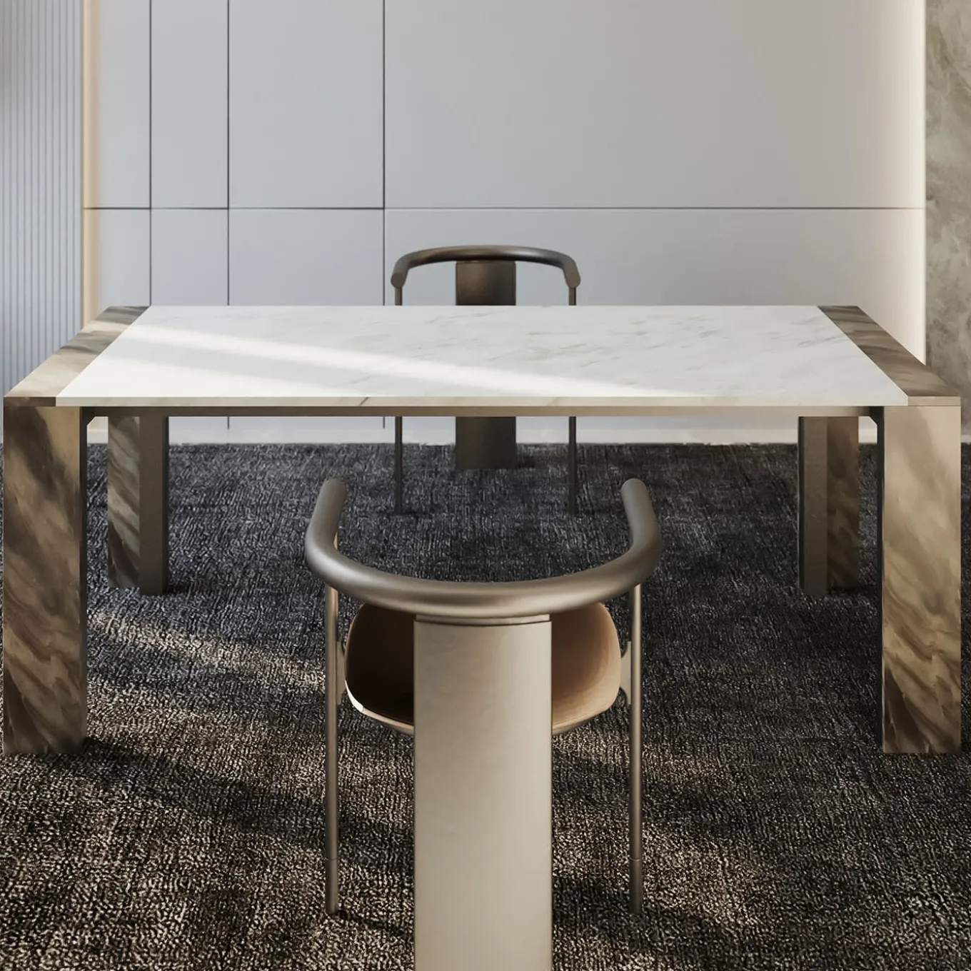 Ilan Multicolor Marbles With Metal Structure Dining Table