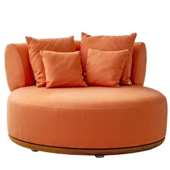 Ilario Round Orange fabric Outdoor armchair