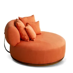 Ilario Round Orange fabric Outdoor armchair