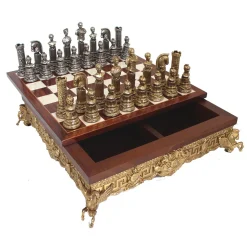 Impero Romano Metal Chess Set in Brown