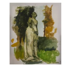 In Erba Figurative Watercolor Painting on Paper