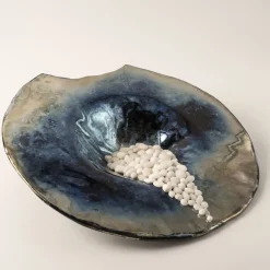 Incanto Notturno Polychrome Ceramic Sculpture/Plate by Nino Basso