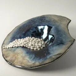 Incanto Notturno Polychrome Ceramic Sculpture/Plate by Nino Basso