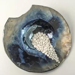 Incanto Notturno Polychrome Ceramic Sculpture/Plate by Nino Basso