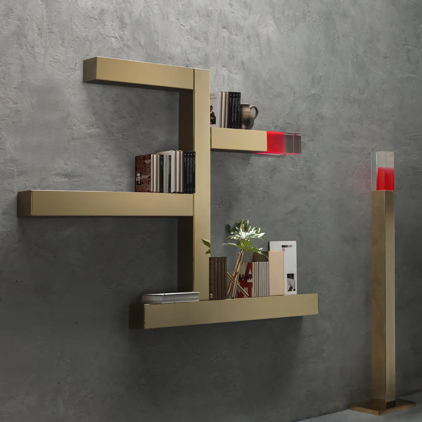 Incrocio Gold Bookshelves By Andrea Branzi