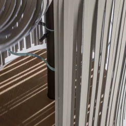 Indian Ash Side Table with Gray Leather Fringe