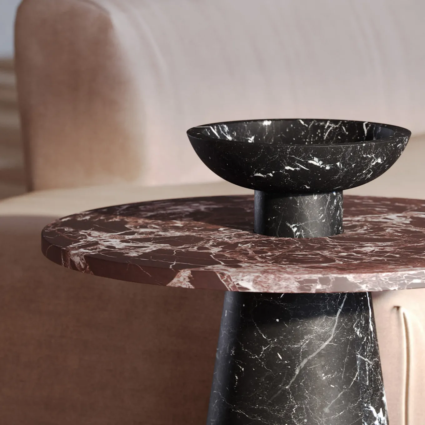 Inside Out Black Marquina Centerpiece by Karen Chekerdjian