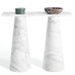 Inside Out White Arabescato Console by Karen Chekerdjian