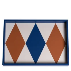 Intarsio Briolette Pecan and Ocean Blue Tray