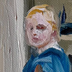 Interno con scala Oil on Linen Painting