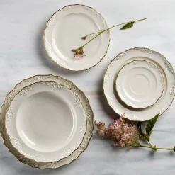 Irene Set of 2 White & Gold Soup Plates