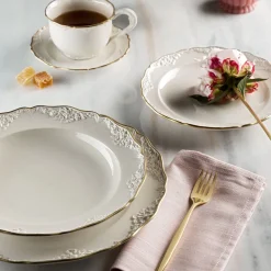 Irene Set of 2 White & Gold Soup Plates