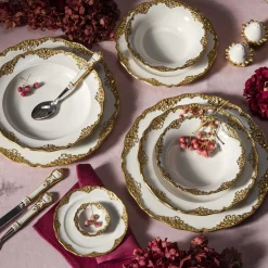 Irene Set of 2 White & Gold Soup Plates